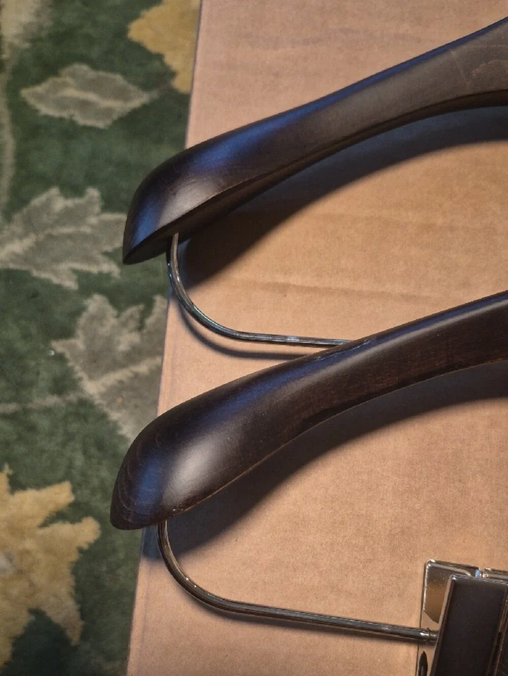 Gucci Dark Brown Wood Suit Hangers with Silver Metal Accents
